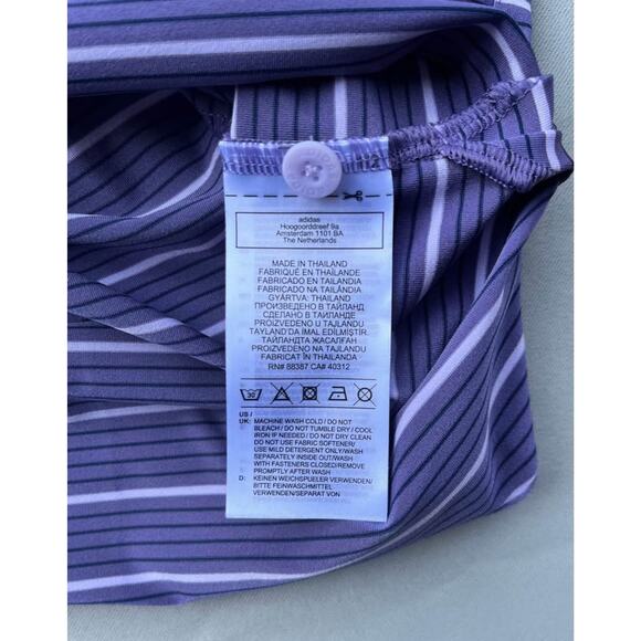 Adidas Purple & White Striped Golf Polo: Size Medium - Picture 4 of 5